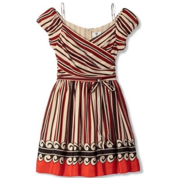 ANNA SUI Silk Striped Off the Shoulder Mini Dress - Picture 3 of 6